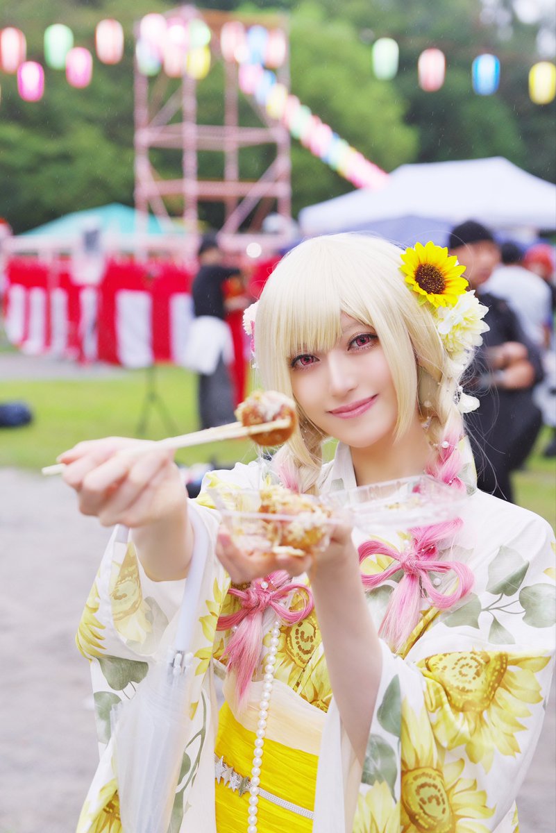 hanawopuuun's tweet photo. 【コスプレ】  
⚠︎捏造浴衣×限定髪型🎹🌻  

写真(@ikechi_cycle)  

#prsk_cos #アコスタ松戸 https://t.co/m78KLG6KaV