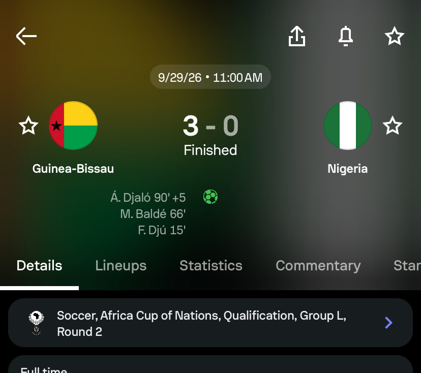 damilareofff's tweet photo. Nigeria really lost to Guinea Bissau ☹️

Now Super Eagles don turn Super chicken 

3 goals conceded . Is this worst performance for super eagles recently? https://t.co/uod22SVnSP