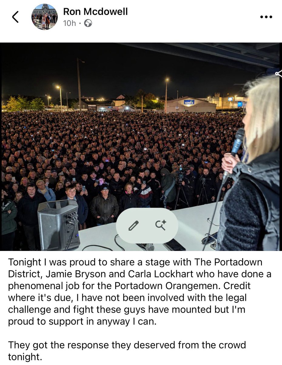 SaraONeillArt's tweet photo. Bad times when it’s not just rent a crowd but invent a crowd. Scundered that an elected rep would post that photo 🙈 

Can we just not with the AI. Unless Carla’s speech lasted so long that crowd increased tenfold from the first to the second pic? https://t.co/emVhFlUuy7