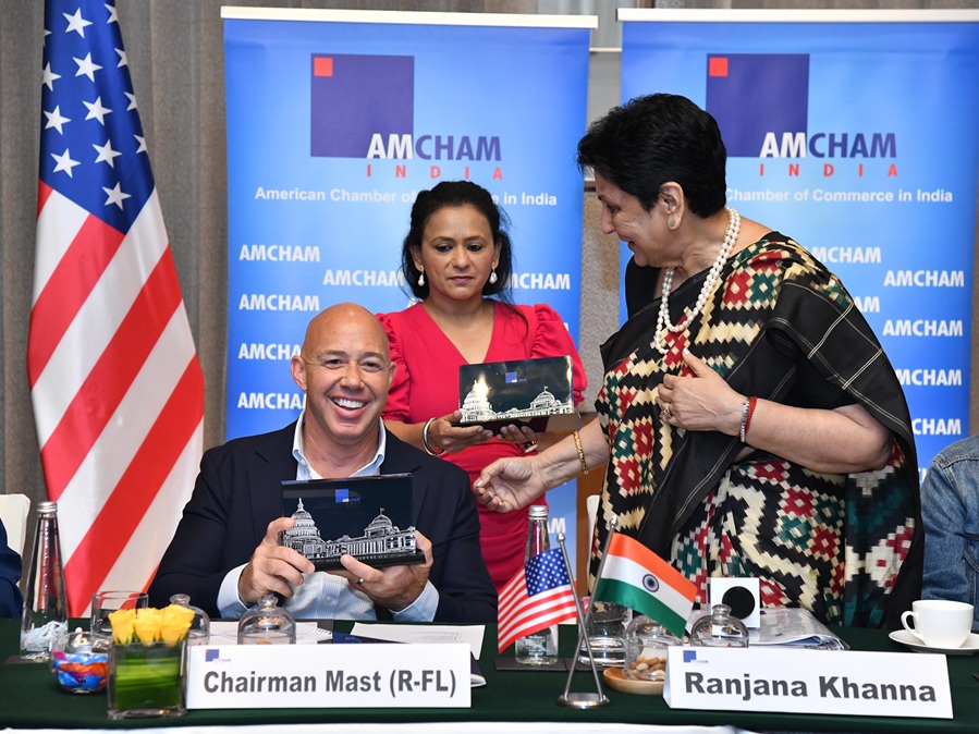 AmchamIndia's tweet photo. AMCHAM hosted an interaction with a U.S. House of Representatives Congressional delegation with Chairman Brian Mast of the House Foreign Affairs Committee, Representative Haley Stevens, Representative Shri Thanedar, Representative Jimmy Patronis, and Representative James Gallagher, and U.S. semiconductor companies operating in India. The discussion centered on deepening the U.S.-India strategic and economic partnership.  While the U.S. is home to the mature semiconductor and AI technology stack, India holds market scale and manufacturing and design capacity, hence the conversation explored how to translate this complementarity into action and two-way investment.

#AMCHAMIndia #USIndiaPartnership #StrategicPartnership

@BrianMastFL @J_Gallagher4CA @ShriThanedar
@JimmyPatronis @HaleyforMI @USAndIndia