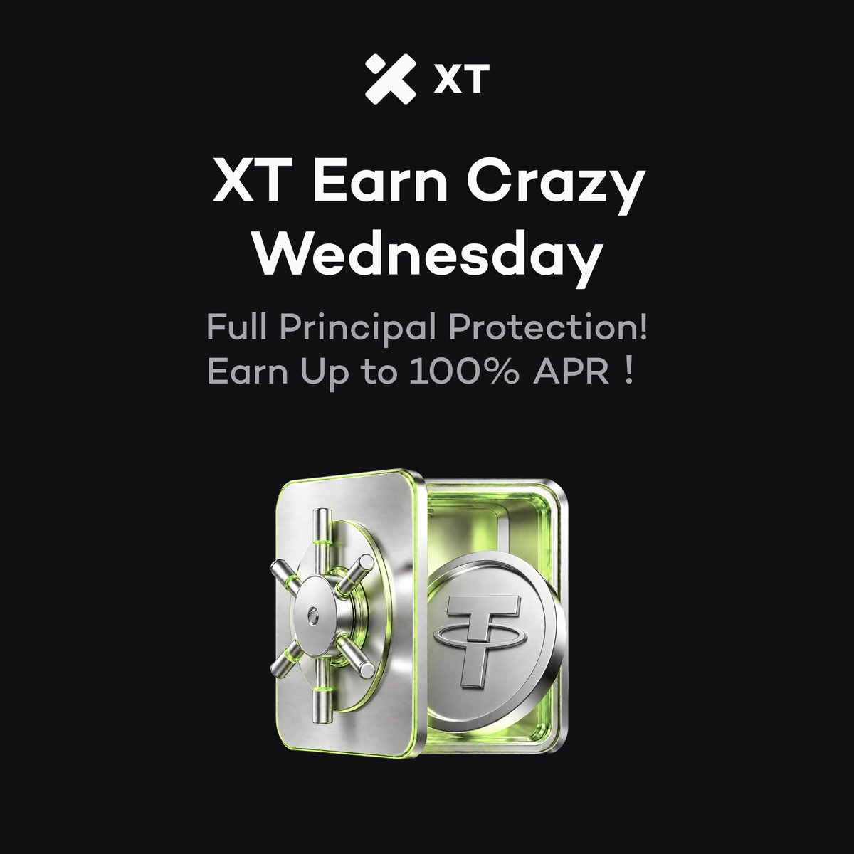 XTexchange's tweet photo. 🚀 #XTEarn Crazy Wednesday (Phase 95) is coming: 7-day USDT fixed-term savings products offer 100% principal protection and up to 100% APR!

⏳ Limited Quotas – 24 Hours Only!

👉 Subscribe Now: https://t.co/oHpFubcWbg

Details ⤵️
https://t.co/JegtN5VwqT https://t.co/viIYkPvAlp