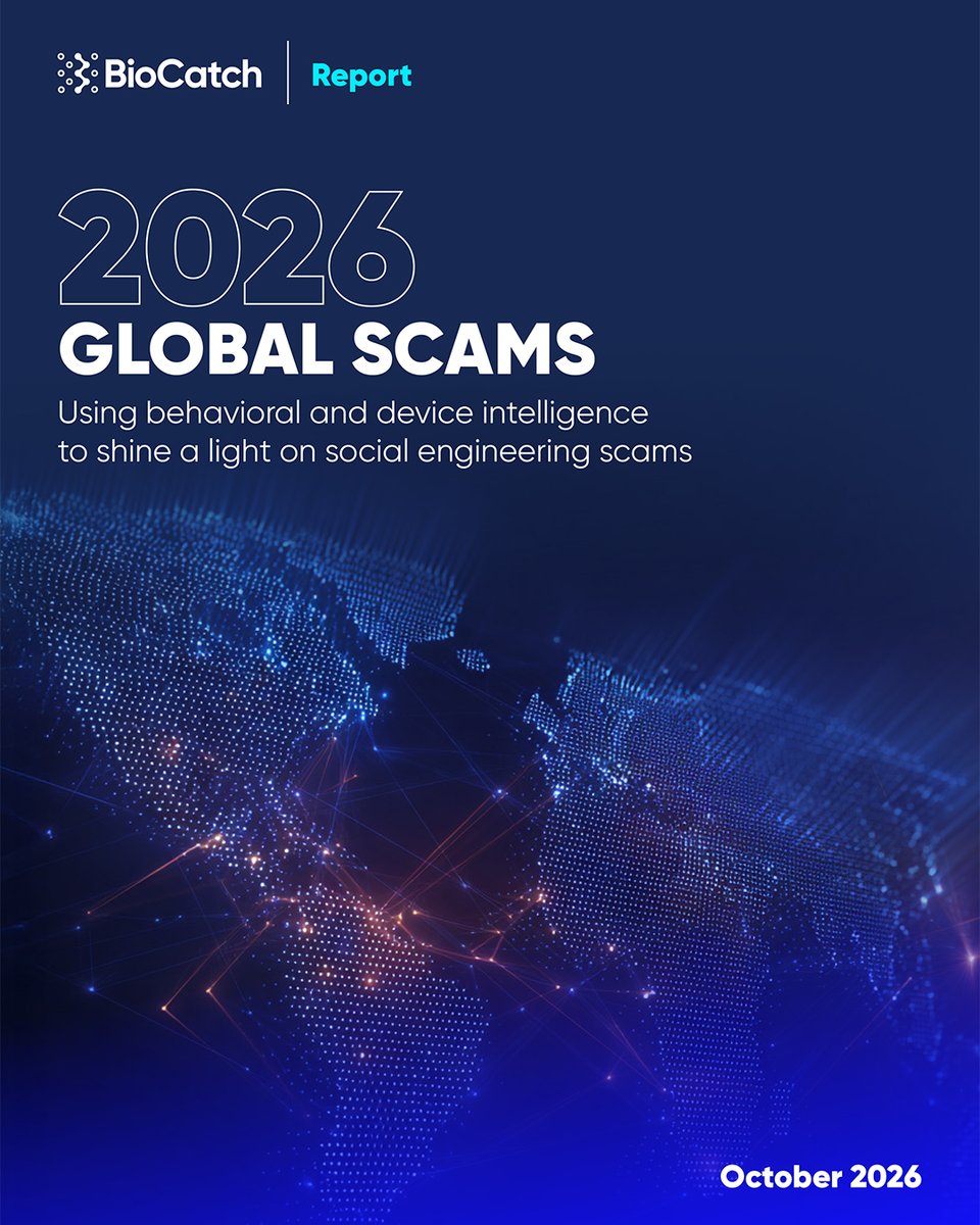 BioCatch's tweet photo. Our 2026 Global Scams report is here, drawing on data from financial institutions all around the world.

The report measures how social engineering scams have evolved and shows how behavioral and device intelligence help banks stay ahead of fraudsters.

Access the full report: https://t.co/hte7w6LOzC

#financialcrime #fraudprevention