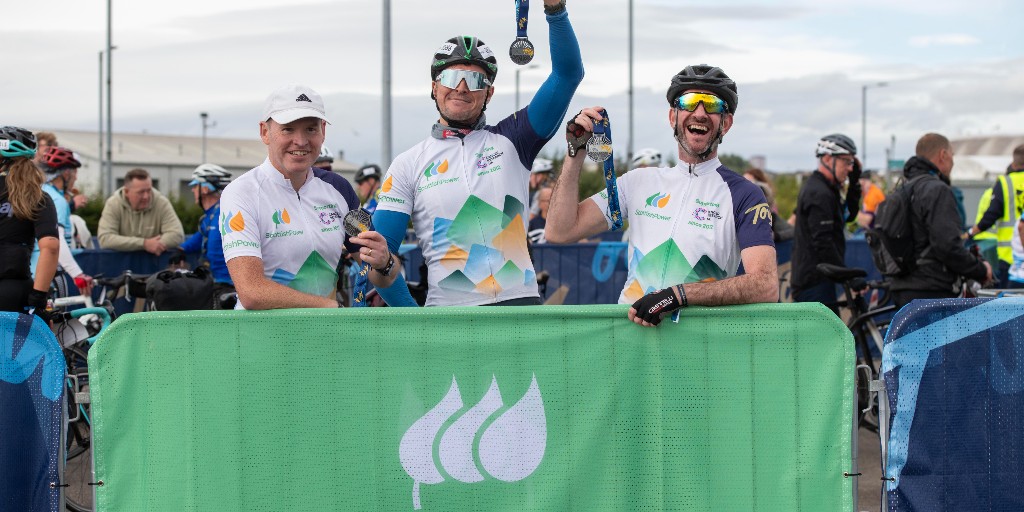 ScottishPower's tweet photo. Colleagues raised £14,325 in the fight against cancer🚴💙
 
That's the incredible total raised by our team who took on Tour de 4 this year. Proud to support the event for a second year, joining thousands of riders for a cause that touches so many lives. https://t.co/b96Cm34dqf