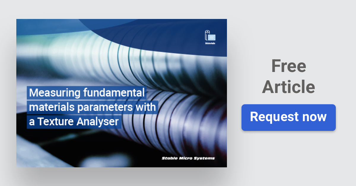 StableMicro's tweet photo. Discover the latest texture analysis ideas in materials production with our article, 'Measuring fundamental materials parameters with a Texture Analyser'. See the methods, attachments and analysis used by industry leaders: https://t.co/KqyxlSsCqa https://t.co/nByvYh78Gv