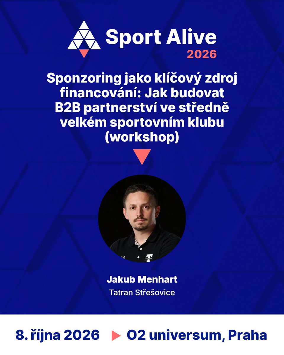 sport_alive's tweet photo. 🤝 Jak může sportovní klub získat silné partnery, i když nemá tisíce fanoušků na tribunách? Jakub Menhart, generální manažer @TatranFlorbal, na workshopu představí, jak klub buduje B2B partnerství, získává finance od komerčních subjektů a hledá způsoby, jak partnerům nabídnout hodnotu i bez velkého mediálního zásahu.

📌 Na workshop je omezená kapacita a je nutné se přihlásit předem. Přihlašování na workshopy bude možné už za pár dní! Přihlásit se mohou pouze držitelé platné vstupenky na Sport Alive.

🎟️ Vstupenky ➡️ https://t.co/HWrZpmQGTc
⏰ Časový harmonogram ➡️ https://t.co/VArX9V1lXJ
📢 Témata konference & speakeři ➡️ https://t.co/4iM8ablIA2
