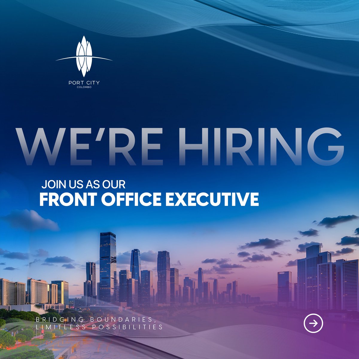 PortCityColombo's tweet photo. We’re Hiring!

Port City Colombo is looking for an experienced Front Office Executive with strong skills in front office operations, customer service, communication &amp; administration.

Send your CV with a recent photograph to portcity_rec1@chec.lk https://t.co/NRDiQ2AscK