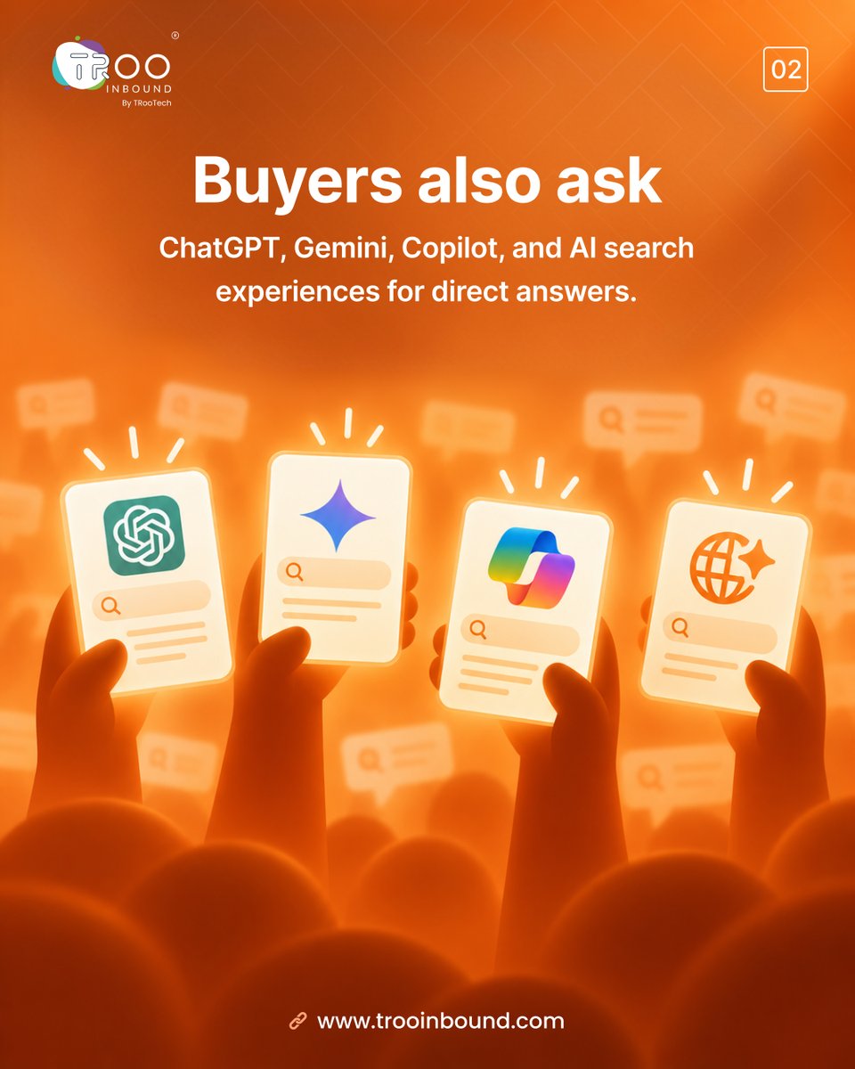 trooinbound's tweet photo. Search is changing, and so is visibility.
Brands now need to show up across search engines and AI answer platforms with clear, credible, and useful content.

The question is no longer just “Where do we rank?” but “Where does our brand show up?”
#TRooInbound #SEO #AEO #GEO #AISEO https://t.co/pODGI669TN