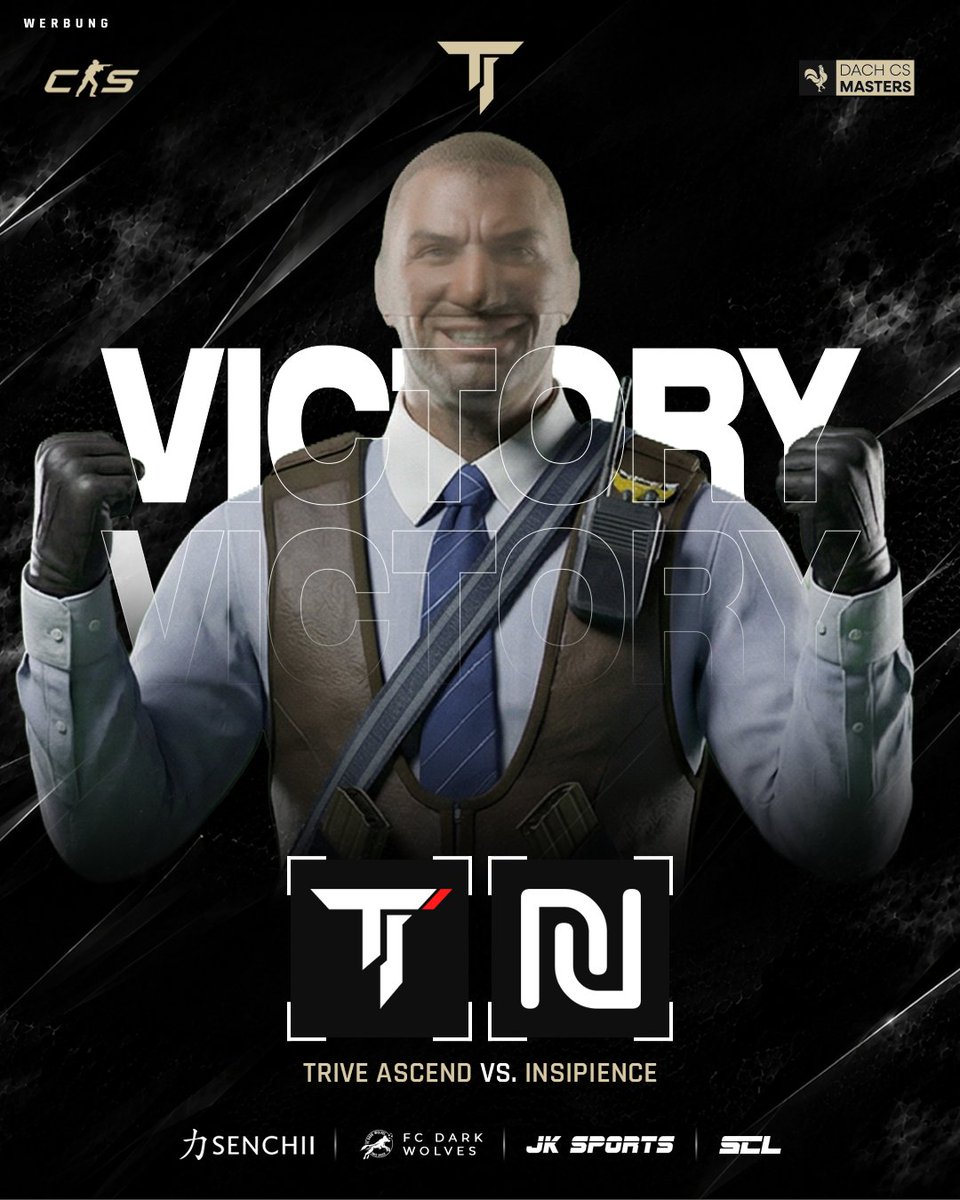 TriveClangg's tweet photo. FINAL // 2–0 WIN ✅
TRIVE Ascend liefert, wenn es darauf ankommt. 🔥
Im letzten Match der Phase 1 setzen wir uns mit 2–0 gegen Insipience durch und holen den wichtigen Sieg in Spielklasse 7.
Pressure on. Job done. 🎯
#TRIVECLAN #Ascend #CS2 #DACHCSMasters #Season6 https://t.co/aCOgtACEDw