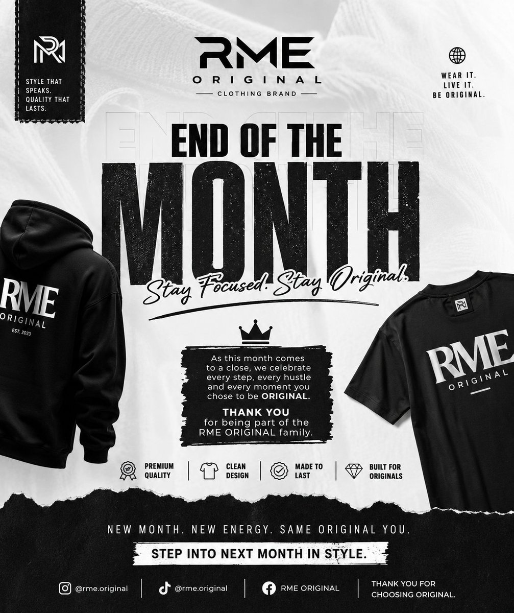 RmeOriginal's tweet photo. The Month ended in style 
Thank you for supporting the brand original , keep supporting .. 

Stay Original 
It speaks 
It lasts ... https://t.co/I8elODi4H7