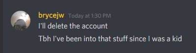 KrNati__'s tweet photo. snippets of bryce being into loli art, abuse and gore

also archive of his alt twitter account where he posted this stuff in replies https://t.co/3PjnDeM0aN