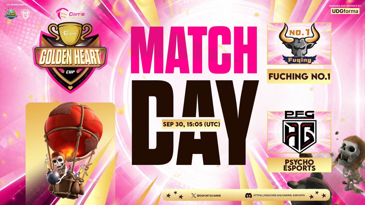 EsportsCarrie's tweet photo. Match Day. ππ
4 clashes on deck today:
π₯ Gorkha Rocks vs Repotted Gaming - 18:05 UTC
π₯ Fuqing No.1 vs Psycho Esports - 15:05 UTC
π₯ DOD Esports vs Blue Whales - 16:05 UTC
π₯ Crazy Clasher vs Krewe Esports - 16:35 UTC
#GoldenHeartCup #FarewellEdition https://t.co/vV5mYhyKQK
