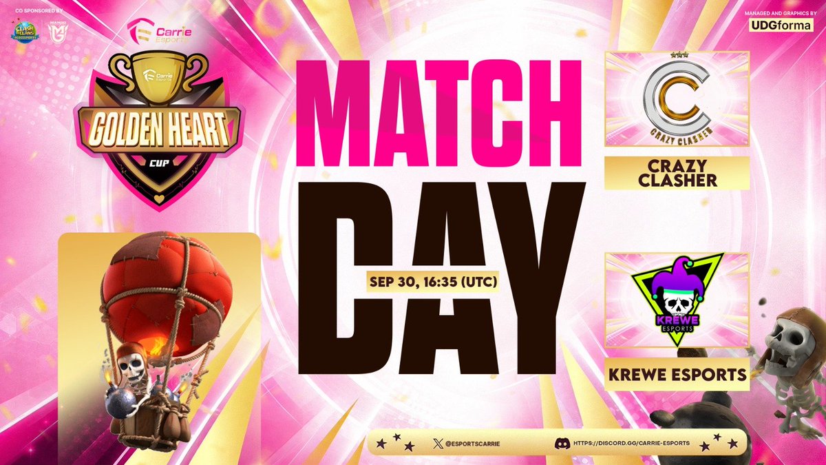 EsportsCarrie's tweet photo. Match Day. ππ
4 clashes on deck today:
π₯ Gorkha Rocks vs Repotted Gaming - 18:05 UTC
π₯ Fuqing No.1 vs Psycho Esports - 15:05 UTC
π₯ DOD Esports vs Blue Whales - 16:05 UTC
π₯ Crazy Clasher vs Krewe Esports - 16:35 UTC
#GoldenHeartCup #FarewellEdition https://t.co/vV5mYhyKQK