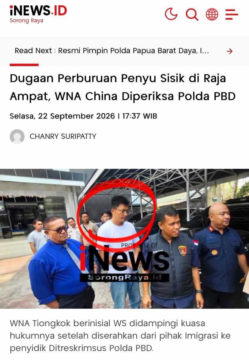 Bobolinlu's tweet photo. The Chinese diver accused of shooting a protected hawksbill turtle in Raja Ampat has been arrested in Indonesia. Local authorities are investigating the wildlife crime, triggering widespread public condemnation https://t.co/QtXVmKgiVr