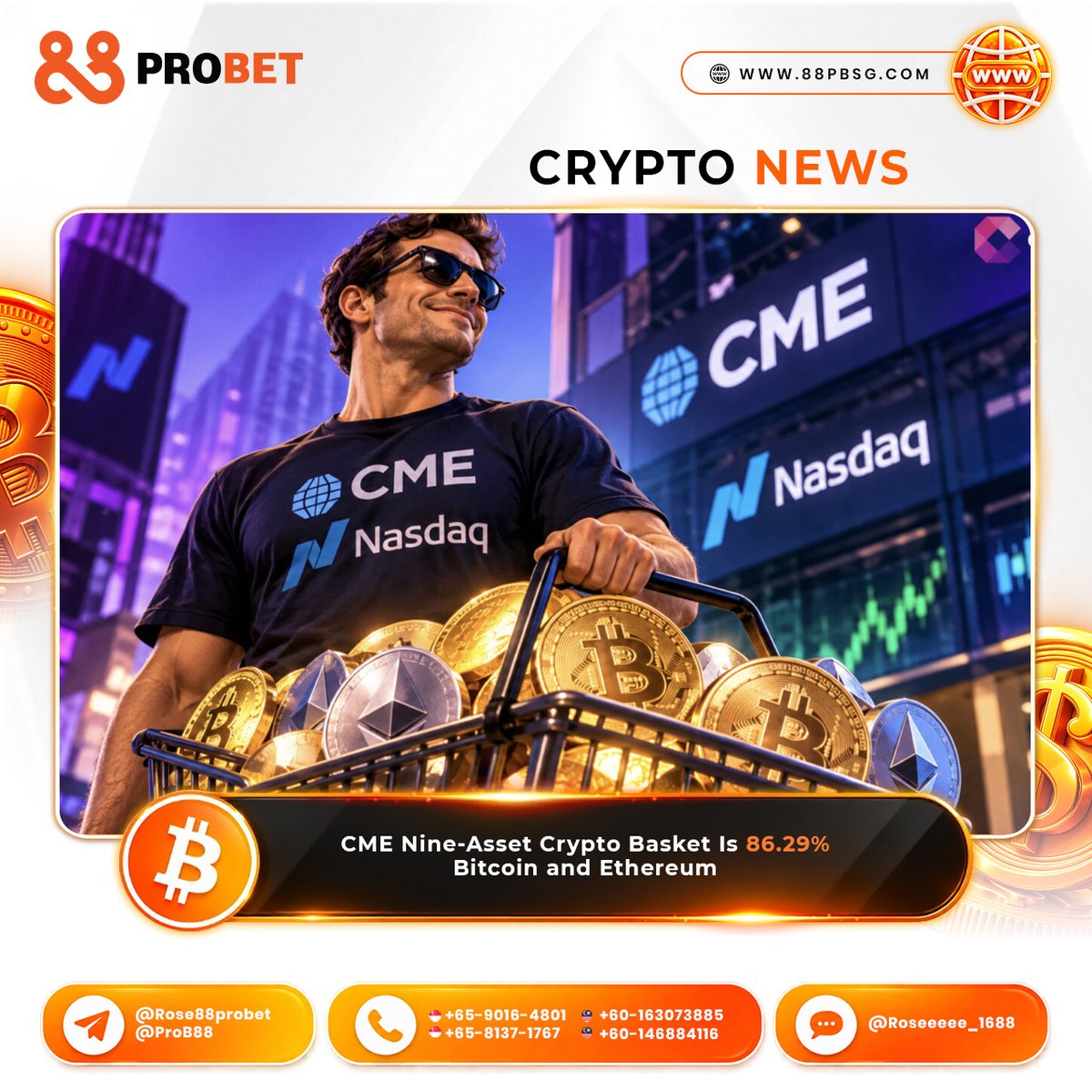 88pbupdates's tweet photo. ใ๐๐๐๐๐๐๐๐ใCME Nine-Asset Crypto Basket Is 86.29% Bitcoin and Ethereum ๐
Nine crypto coins are now traded inside a single, financially settled futures contract on CME Groupโs platform,
โถ๏ธ๐ฃ๐๐๐ฌ ๐ก๐ข๐ช! https://t.co/CzVW6W0NZz
#88prosports #88probett #ProB88 https://t.co/qMmxaW0zEs