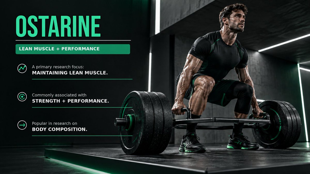 enhanced_info1's tweet photo. Ostarine is best known for its focus on lean muscle and body composition.

Its most popular research areas include:

• Maintaining lean body mass  
• Supporting strength and physical performance  
• Preserving muscle during cutting phases

Research only.
Discount in BIO https://t.co/VB2M3Cx71s