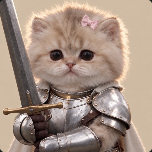nfsfun's tweet photo. 🚨 New NFT collection on nfs: armoured kittens (AKITTY)

The timeline wants kitten knights, so we made 100 of them. Plate mail, pink bows, swords bigger than their bodies

Every trade unlocks the next trait. Name your knight 👇 https://t.co/OrZwtbfK9D
