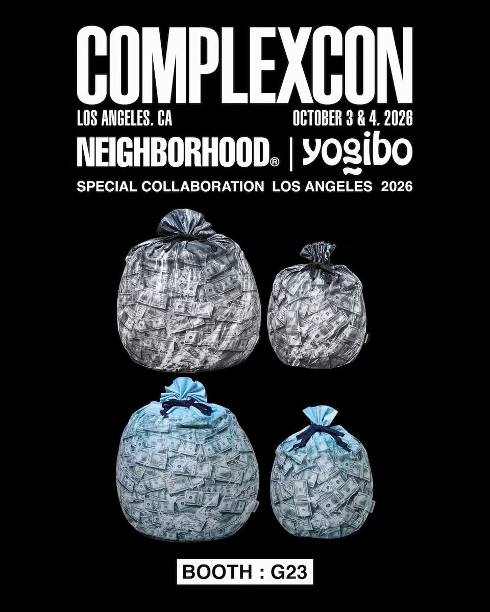 uptod4te's tweet photo. NEIGHBORHOOD x Yogibo コラボコレクションがComplexCon LAで先行販売。一般販売は2027年夏予定。札束が詰まったビニール袋をイメージしたビーズソファなど。【 ネイバーフッド ヨギボー 】
https://t.co/d6yCEkbmTj https://t.co/F4Xk4kcrqF