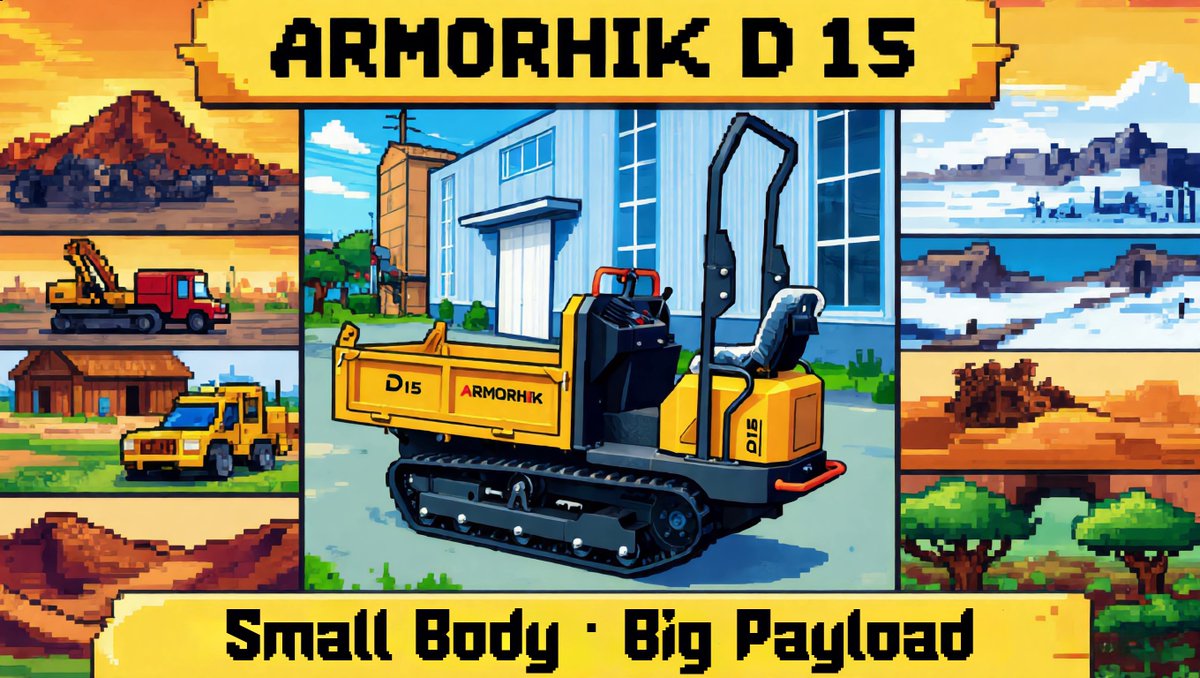 armorhike's tweet photo. Small in size, BIG in power.
Perfect for narrow trails, steep slopes, mud and orchards.
Compact tracked transporter with hydraulic dump bed.
Great for farms, forestry, hillside construction & small infrastructure jobs.
#D15 #TrackedCarrier #FarmMachinery #OffRoadEquipment https://t.co/f2OYw7Ypcz