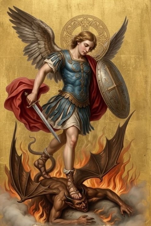 BibleRollApp's tweet photo. St. Michael the Archangel, 
defend us in battle. 
Be our defense against the wickedness and snares of the Devil. 
May God rebuke him, we humbly pray, 
and do thou, 
O Prince of the heavenly hosts, 
by the power of God, 
thrust into hell Satan, 
and all the evil spirits, 
who prowl about the world 
seeking the ruin of souls. Amen.