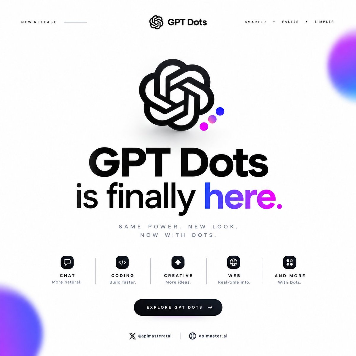 apimasteratai's tweet photo. 🔥 GPT DOTS IS FINALLY HERE

Pro users can now access the new GPT Dots experience directly on the web.

🧠 GPT Dots Experience
🌐 https://t.co/nv7nGI8kkM

A few things to know:

• The experience is available directly on the web.
• First-time setup may ask you to connect apps like Google Drive or Gmail.
• It can read some basic account information to help initialize the experience.
• The cloud computer is hidden in the right sidebar — you need to click it manually.
• Reported cloud environment: x86_64 Linux
• ~9 logical CPUs
• ~9.7 GiB RAM
• ~32 GB disk
• Pro reportedly includes 100 GB of cloud storage.
• Google Drive can reportedly be connected alongside the cloud storage.

👀 The cloud-computer side of this is the really interesting part.

AI + apps + persistent cloud workspace is starting to look VERY different.

💙 https://t.co/hLGLcXG7Pq
One API. Multiple AI models. Competitive pricing.

𝕏 https://t.co/ZgIQ2tDp6x