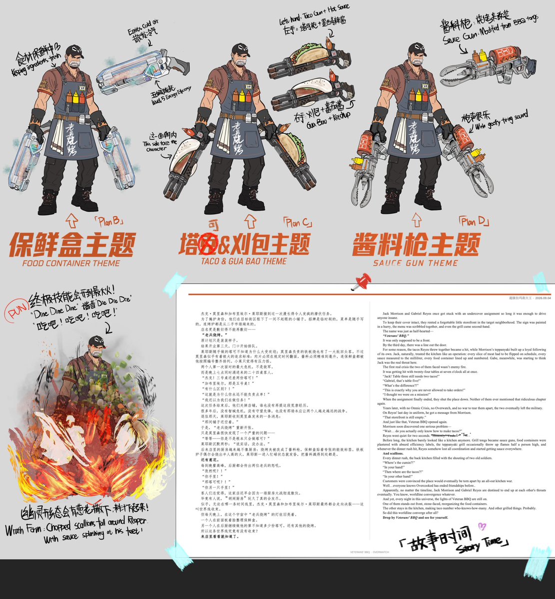 Jason82By's tweet photo. If the Crisis never happened…
After their undercover shop becomes a surprise hit, Reyes and Morrison reopen it in retirement. Their only “crisis” now? Dinner rush of 24 guests.

Meet Grill Reaper!

I’ve never studied art plz go ez on me 🥲

#Overwatch #Overwatchfanskin #Reaper https://t.co/hMDFM8vsBs
