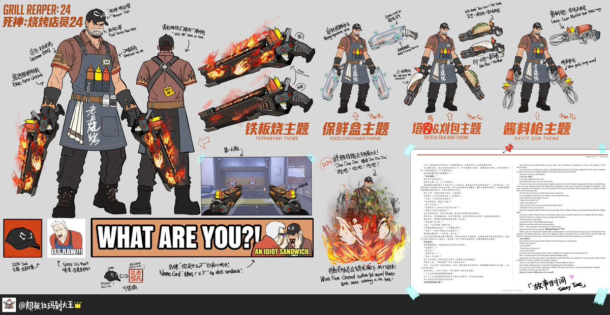 Jason82By's tweet photo. If the Crisis never happened…
After their undercover shop becomes a surprise hit, Reyes and Morrison reopen it in retirement. Their only “crisis” now? Dinner rush of 24 guests.

Meet Grill Reaper!

I’ve never studied art plz go ez on me 🥲

#Overwatch #Overwatchfanskin #Reaper https://t.co/hMDFM8vsBs