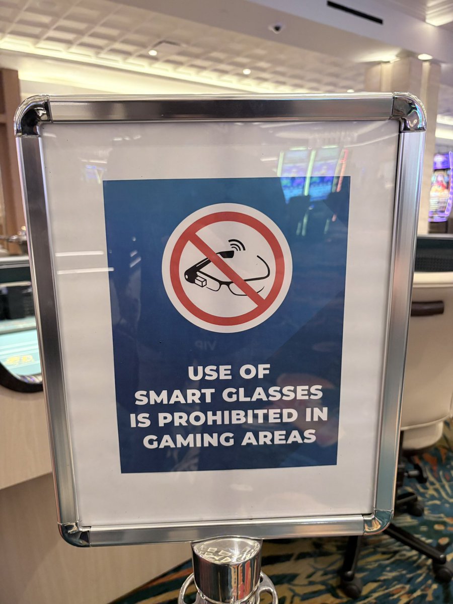VitalVegas's tweet photo. “No smart glasses” is the new “no photos” in casinos. https://t.co/I4ErgxqFok