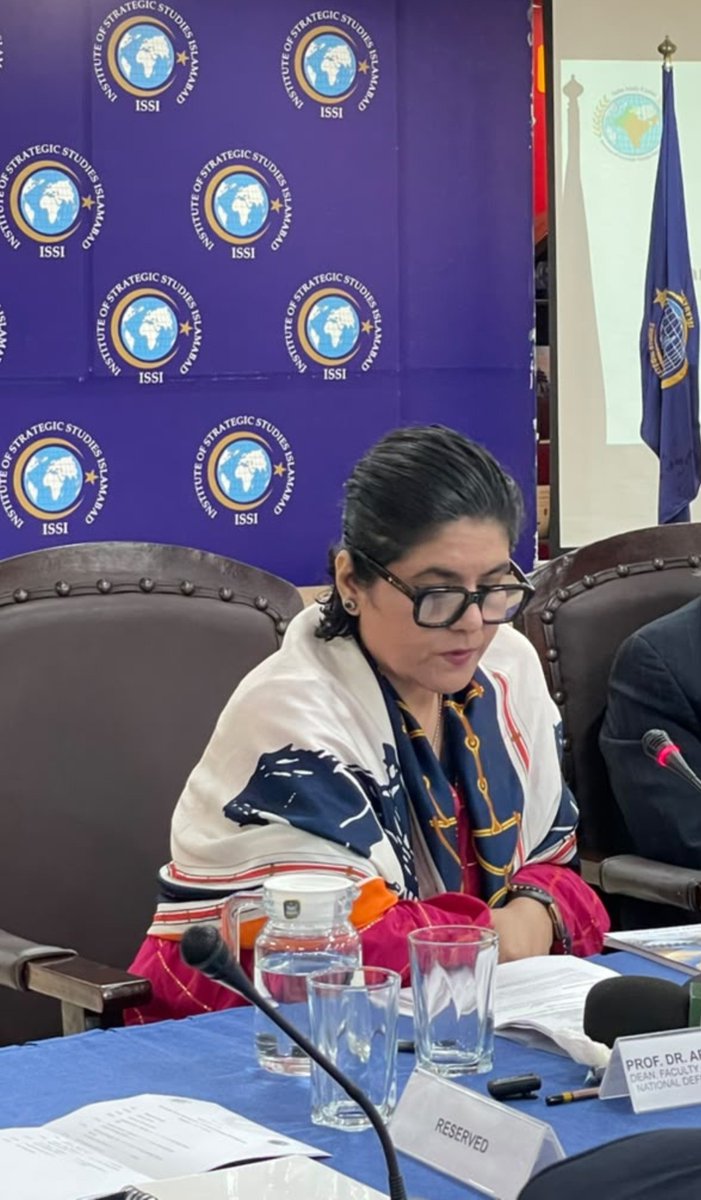 isc_issi's tweet photo. Prof. Dr. Arshi Saleem Hashmi, Dean FCS, NDU, highlighted the institutional breakdown caused by IWT suspension, warning of risks to human vulnerability, agriculture, security and regional stability. She called for legal accountability and stronger water infrastructure. #ISC #ISSI https://t.co/w73awbo7qJ