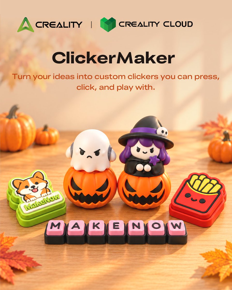 CrealityCloud's tweet photo. Turn any image into a 3D-printable clicker fidget toy!

#CrealityCloud's #ClickerMaker transforms flat designs into playful 3D characters you can print and click.

👉 Make yours: https://t.co/Z8SryauxK0

#3DPrinting #FidgetToy #3DPrintedToys https://t.co/jFa3hLmEpG