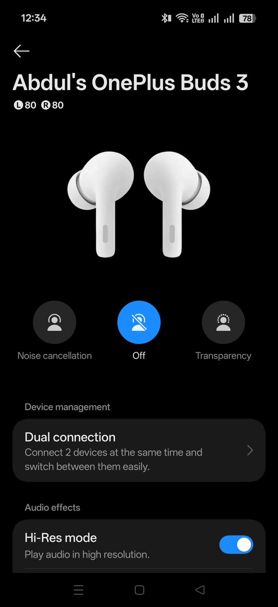 AbdNatiq24's tweet photo. OnePlus Buds 3 now has a Hi-Res mode toggle 👀
I checked it today... Now feel more worthy that I choose these earbuds✨

Turn it on and it reconnects the buds for high-resolution audio.

Still, for the price? This is an amazing audio upgrade.
#OnePlusBuds3 https://t.co/hW8xneFnya