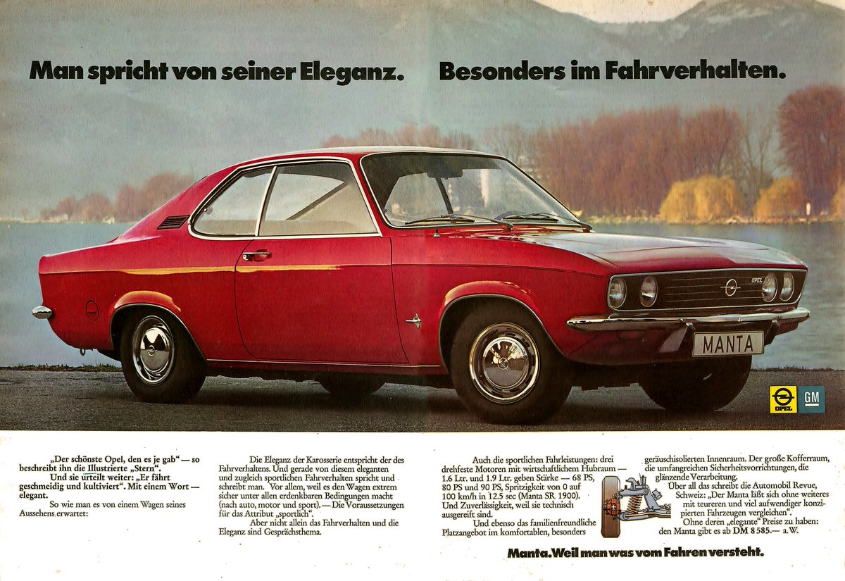 DDRETRO1969's tweet photo. AUTOWERBUNG🚗Opel
Opel Manta (A) "Weil man was vom Fahren versteht."[1971] https://t.co/PCTnL4Qw67