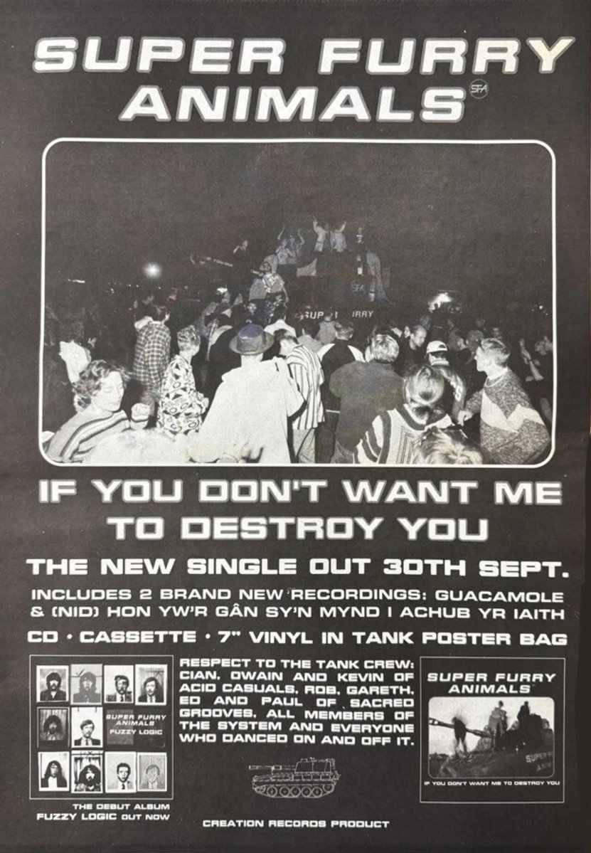 sfaaok's tweet photo. Classic @superfurry single 'If You Don't Want Me To Destroy You' was released 30 years ago today! 🎂

It reached #18 in the UK with a video directed by Brian Cannon

A deep dive of the single doubles as part 4 of the SFA 'tank' retrospective in SFA OK! https://t.co/RAHKj8rT8F https://t.co/Dfl6zGGxuj