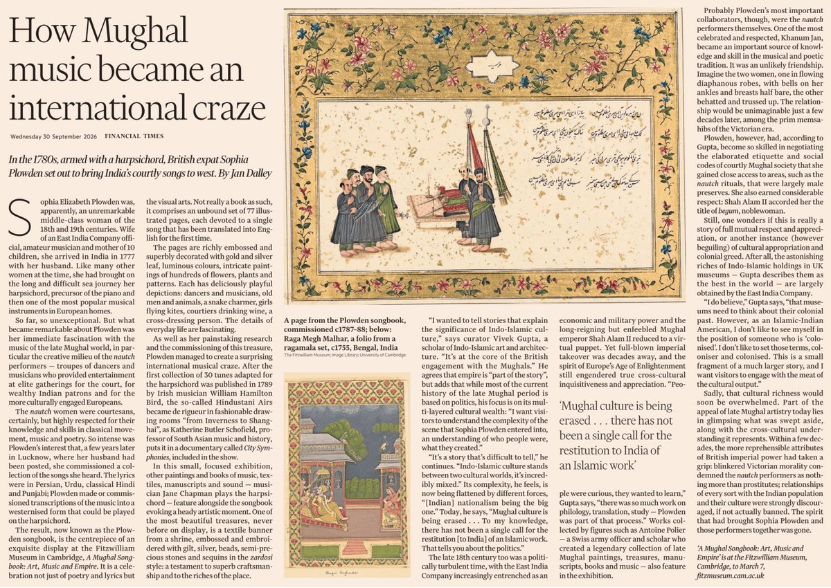 beastoftraal's tweet photo. This is UTTERLY fascinating!! British East India Company  housewife (Sophia Plowden) becomes sufficiently obsessed with a Lucknow courtesan's (Khanum Jan) music that she learns to play it herself on her harpsichord, writes it down, helps turn it into sheet music, and inadvertently helps launch an Indo-European musical fashion! The social inversion/dynamics of Sophia being the student and Khanum being the cultural expert is extraordinary. The whole thing reads like a Sanjay Leela Bhansali movie script!!