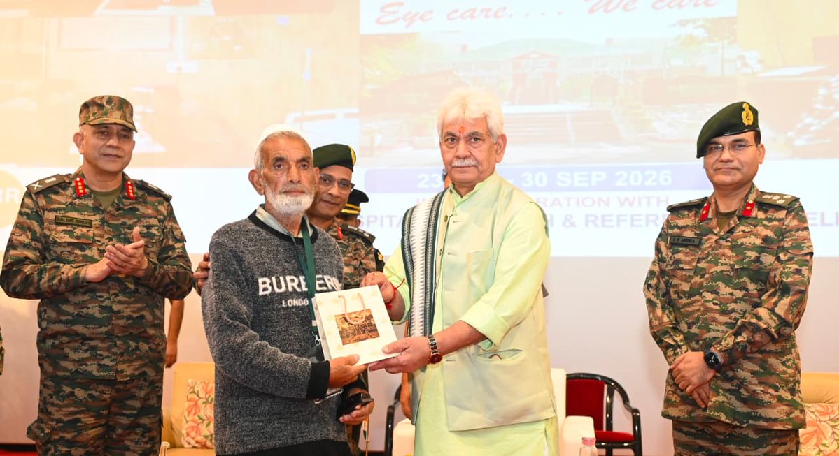 manojsinha_'s tweet photo. Delighted to attend the closing ceremony of the 11th Mega Eye Surgical Camp under Operation Drishti in Srinagar today. I salute the extraordinary courage of Indian Army, doctors of Armed Forces Medical Services, who performed 364 vision-restoring surgeries across Srinagar and Tangdhar, in Kupwara. The 10th Mega Eye Surgical Camp was the historic first-ever border camp at Tangdhar conducted under Brig Sanjay Kumar Mishra's leadership amid challenging terrain.
Nationally, Operation Drishti has screened over 1.5 lakh people and performed more than 3,500 surgeries. I am extremely proud of the Indian Army’s commitment to restoring vision, dignity, and trust. Grateful to Hon'ble PM Shri Narendra Modi Ji and Hon'ble Raksha Mantri Shri Rajnath Singh Ji for this monumental initiative that will deeply impact lives across Jammu Kashmir.