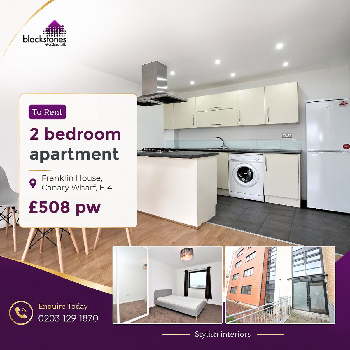 BlackstonesRes1's tweet photo. 🏡 TO LET | 2 Bedroom Apartment | E14
Ideal for professional sharers, offering approx. 1,000 sq ft with:
• 2 bathrooms + en-suite
• Balcony
• Modern kitchen
• parking 

📞 0203 129 1870

#ToLet #E14 #LondonProperty #EastLondon

https://t.co/oJ4ltSfiKY https://t.co/120jwmajSY