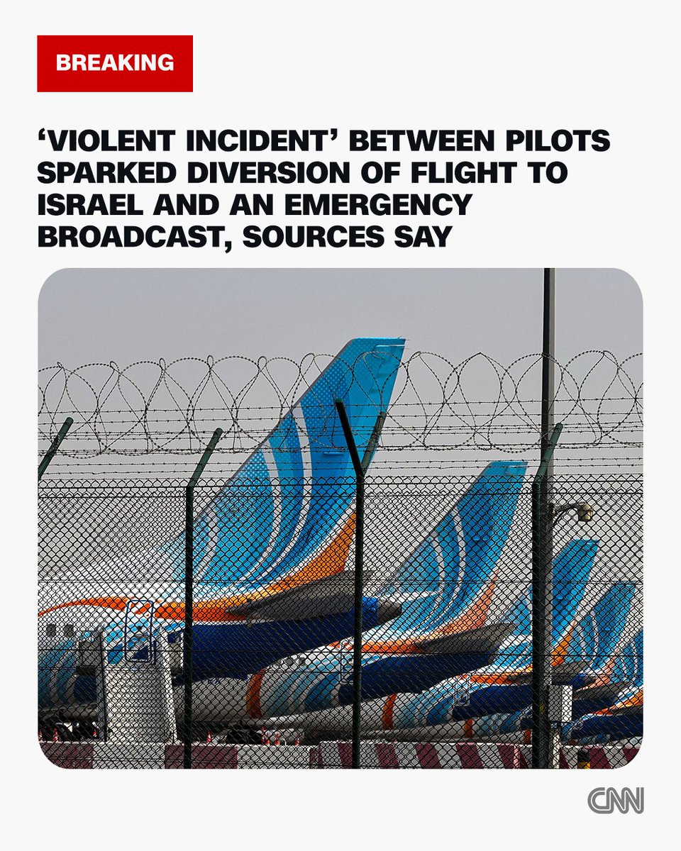 CNN's tweet photo. A "violent" altercation between two pilots caused a FlyDubai aircraft traveling from Dubai to Tel Aviv to divert to Saudi Arabia, sources have told CNN. https://t.co/FSQzHo5QxX https://t.co/hI4UA6FxJk