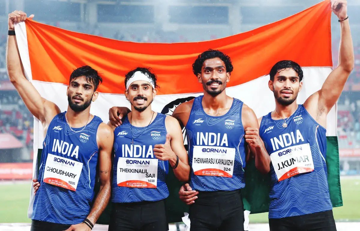 annamalai_k's tweet photo. Heartiest congratulations to our Indian men’s 4x400m relay team Vishal TK avl, Dharmveer Choudary avl, Manu TS avl & Jay Kumar avl for securing the Bronze medal at the AsianGames2026.

A special and proud shoutout to our talented athlete from TN, Vishal TK avl who delivered a stellar performance with grit and determination on the global stage.