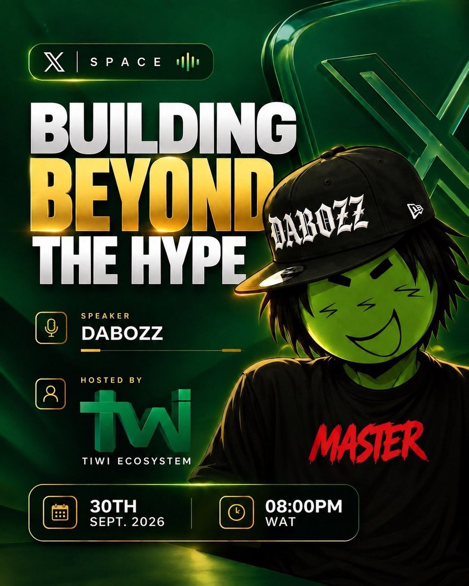nanacrypton's tweet photo. ๐ DAY 8 OF 100 DAYS OF TIWI CAMPAIGN:
Day 8 takes us to @DaBozzzzzzz page tonight as he takes us through BUILDING BEYOND THE HYPE.
Don't miss out!
Stay active.
Keep learning.
Keep climbing. ๐
#100DaysOfTIWI #TIWI $TWC
Space link:
https://t.co/Gj8WTcSoMeโฆ https://t.co/LC7RxOufek