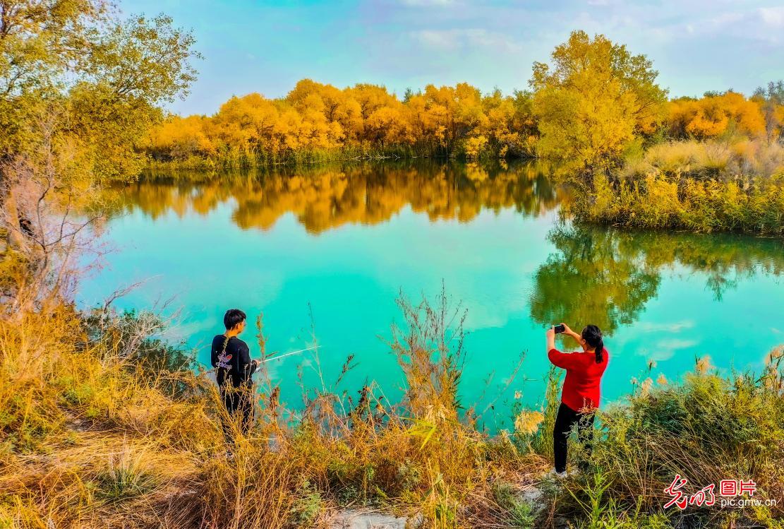 Guangming_Daily's tweet photo. Photos taken on Sept. 27, 2026, show the autumn scenery of Kizilgal Lake in Gurtu Town, Wusu, northwest China's #Xinjiang Uygur Autonomous Region. Fed by snowmelt from the #Tianshan Mountains, the natural lake features winding waterways and colorful forests along its shores, with golden foliage reflected in the clear water, creating a tranquil and picturesque autumn landscape.
https://t.co/TP2tpP8FLQ