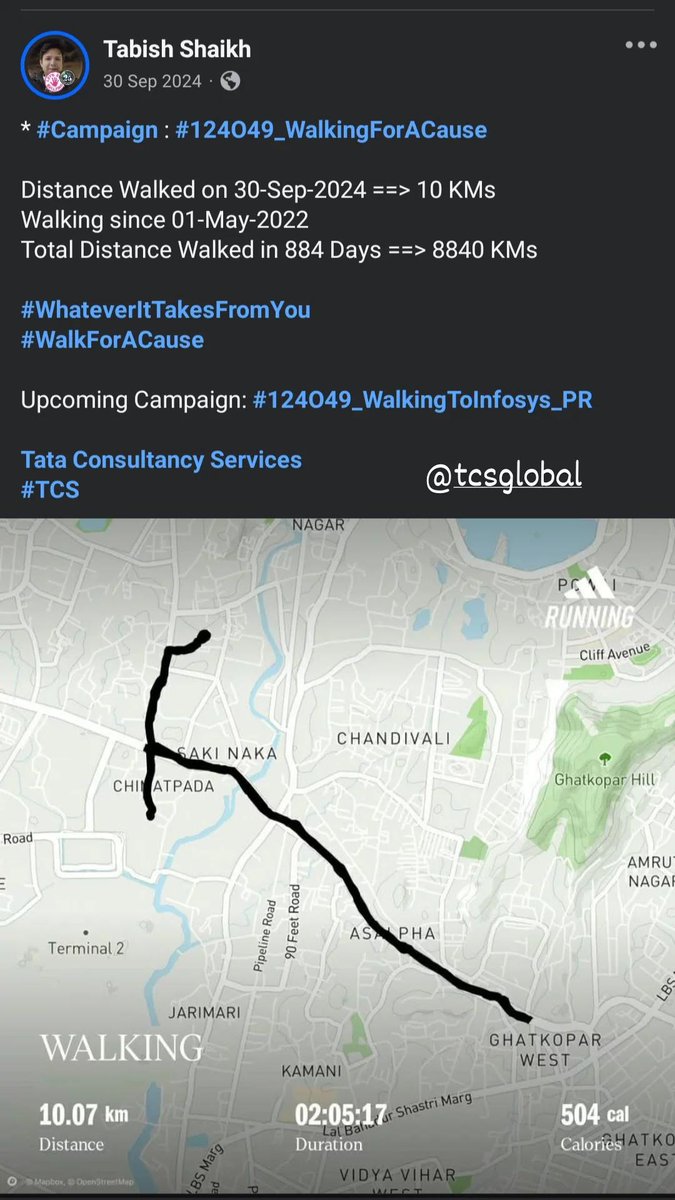 TabishSk21's tweet photo. * #Campaign : #124O49_RunningForACause *

Distance Ran on 30-Sep-2023 ==> 06 KMs
Running since 09-Aug-2022 
Total Distance Ran in 418 Days ==> 2088 KMs

#WhateverItTakesFromYou
#RunForACause

Upcoming Campaign: #124O49_WalkingToInfosys_PR 

@Accenture 
#Accenture https://t.co/JaO9Tt5xke