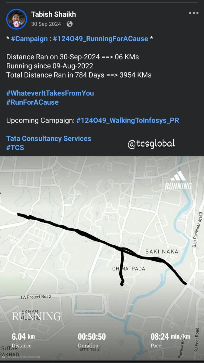 TabishSk21's tweet photo. * #Campaign : #124O49_RunningForACause *

Distance Ran on 30-Sep-2023 ==> 06 KMs
Running since 09-Aug-2022 
Total Distance Ran in 418 Days ==> 2088 KMs

#WhateverItTakesFromYou
#RunForACause

Upcoming Campaign: #124O49_WalkingToInfosys_PR 

@Accenture 
#Accenture https://t.co/JaO9Tt5xke