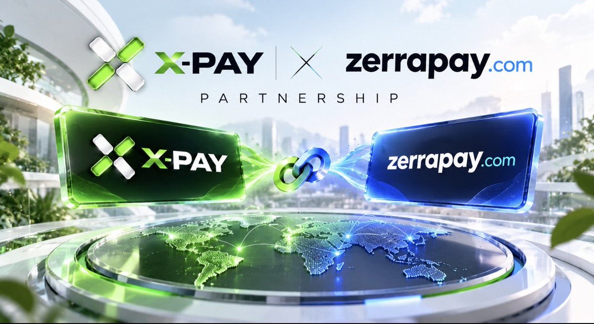 X_Pay_llc's tweet photo. 🤝 Welcome to the X-PAY family, @zerrapay!

We’re excited to announce our partnership with ZerraPay as we work together to build stronger crypto payment infrastructure and expand the future of Web3 payments.

🔗 X-PAY × ZerraPay
🌐 Building a more connected payment ecosystem
⚡ Powering the next generation of crypto payments

Welcome aboard, ZerraPay! 🚀

Follow our partner: @zerrapay

#XPAY #ZerraPay #CryptoPayments #Web3 #Blockchain #Partnership