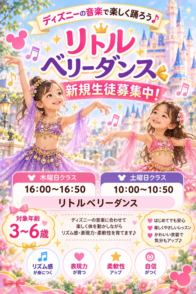 yuiecom's tweet photo. 🏰✨リトルベリーダンス新規生徒募集中💃

3〜6歳対象🌷
ディズニーの音楽に合わせて楽しく踊ろう🎶

🌸木曜 16:00〜16:50
🌸土曜 10:00〜10:50
💰体験 1,100円(税込)
📍一橋学園駅徒歩2分

ダンス初心者さんも大歓迎☺️💕
ご予約・お問い合わせはDMから📩

#ゆいベリ #キッズダンス #一橋学園 #小平市 https://t.co/KwKsvf1MEh