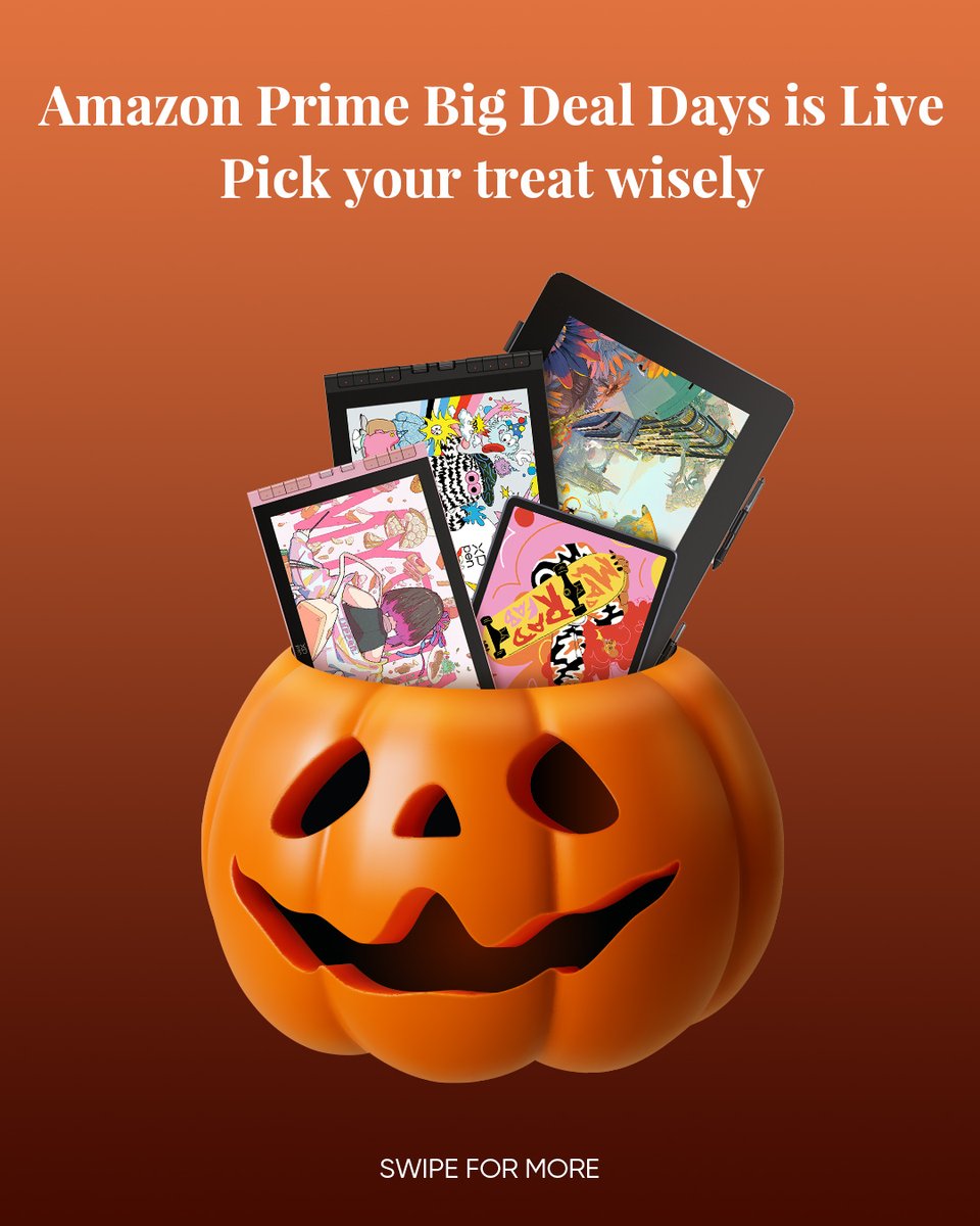 xppenca's tweet photo. Trick or treat yourself!🎃👀

Prime Big Deal Days is LIVE! 🛒✨
Oct 6–7 | 48h | Shop XPPen on Amazon.

Artist 12 3rd (Pink Version): https://t.co/kfhk8ADYUO
Artist 16 3rd: https://t.co/bzAgDIXf2u
​Artist Pro 24 Gen2 4K: https://t.co/46luguRtZm
More discounts in bio https://t.co/4g996SsLVV