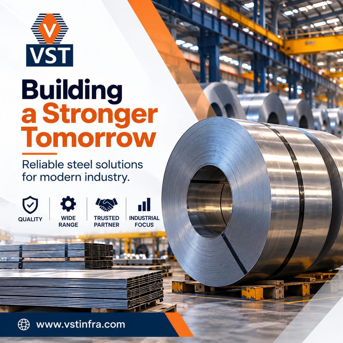 Vstinfraprofile's tweet photo. Building a Stronger Tomorrow

Strong industries start with dependable materials. VST Group supports modern manufacturing and infrastructure requirements with a wide range of steel products.
🌐 https://t.co/lO6Al4g5WT

#VSTGroup #StrongerTomorrow #SteelProducts https://t.co/M1ZPdU2wjM