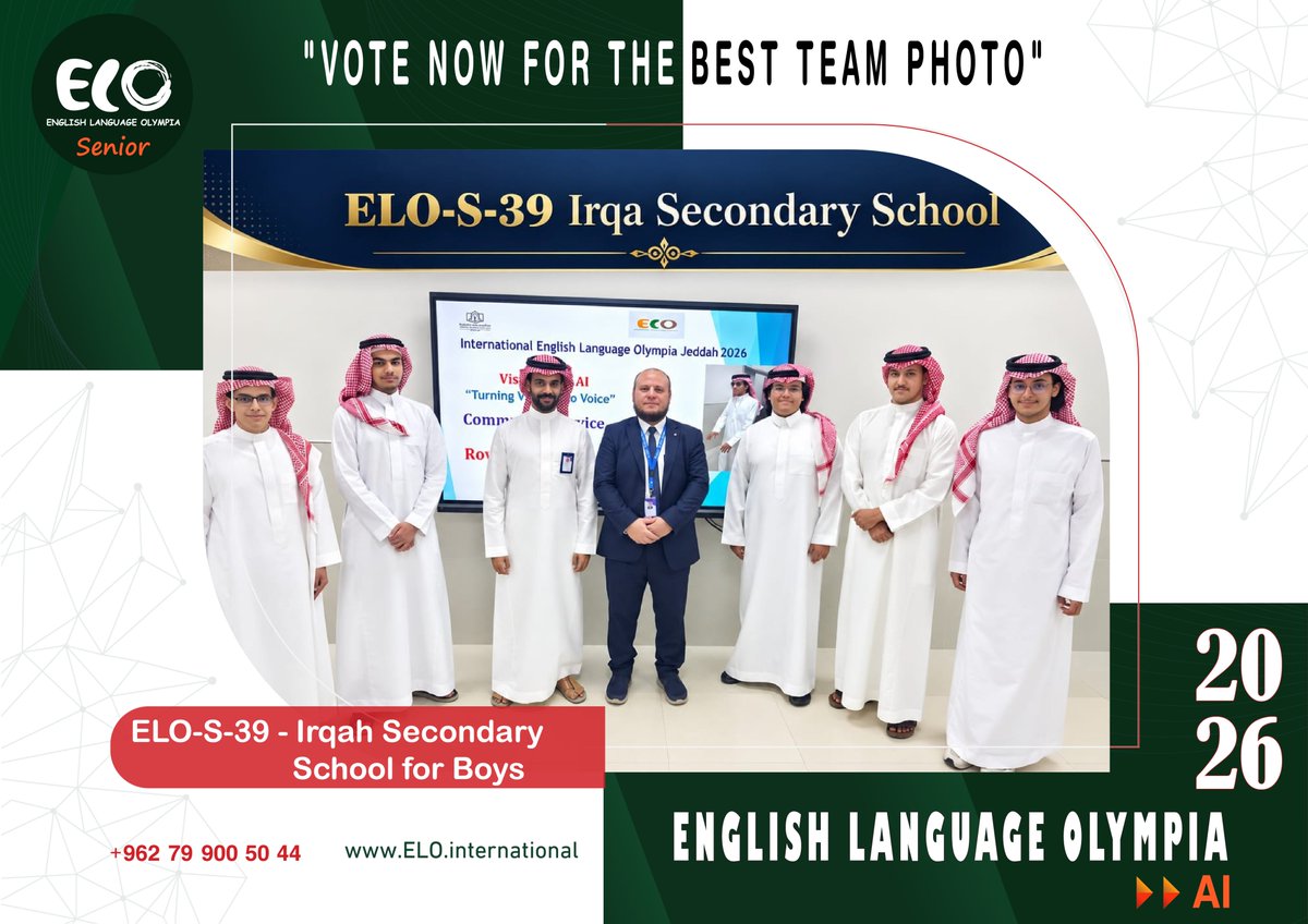 Elo_Worldwide's tweet photo. Vote now for the best team Photo: ELO-S-39 - Irqah Secondary School for Boys - Rowad Schools Irqah Secondary School for Boys https://t.co/2FUTb4ULp7