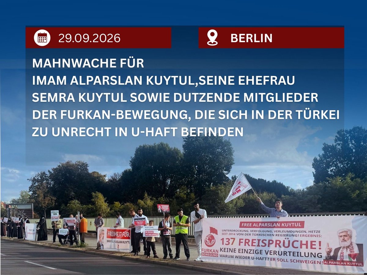 sencercetin4's tweet photo. Berlin &amp; Almanya genelinde büyük şehirlerde;
Alparslan Kuytul Hocaefendi, Semra Kuytul Hocacanım &amp; diğer kardeşlerimiz için Adalet Bekleyişlerimiz, Basın Açıklamalarımız,Yürüyüşlerimiz her hafta devam etmektedir.

X hesaplarımızı kapatanlar; gelin halkın sesini de kapatın: https://t.co/XU5Wie4ai6