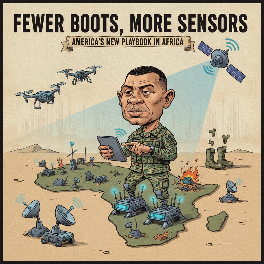 DYLITMediaBuzz's tweet photo. The U.S. has cut its military posture in Africa by 75% in a decade.

Its bet? Drones, sensors and AI to fill the gap as China and Russia expand their reach.

Read it more on DYLIT: https://t.co/ehgrJt8FRb

#AFRICOM #Africa #Geopolitics #USChina #DefenseTech https://t.co/7fVdclcSNl