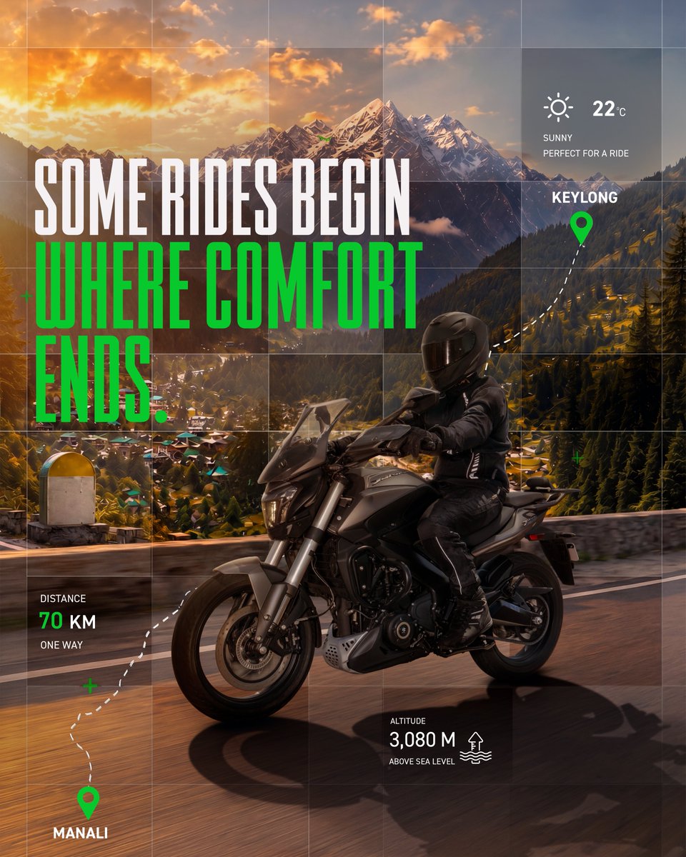 BajajDominar's tweet photo. Some rides begin where comfort ends.
70 KM. 3,080 M. One road worth taking.

Would you take this ride? Tell us in the comments.

#DominarRides #Dominar400 #Dominar250 #DontHoldBack https://t.co/3EbwQ8FCVB