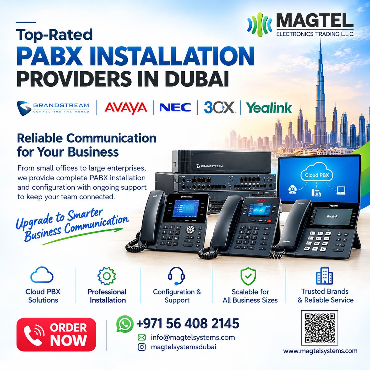 MagtelSystems's tweet photo. Need a PABX system for your Dubai office? Talk to Magtel Systems today.
📲 WhatsApp: +971 56 408 2145
https://t.co/OKisJnp3SS
.

.
.
.
#PABXInstallationDubai #PABXDubai #PBXInstallationDubai #PBXSystemDubai #IPBXDubai #CloudPBXDubai #VoIPDubai #PABXUAE #PBXUAE #IPPhoneDubai https://t.co/TSVIDaVyZs